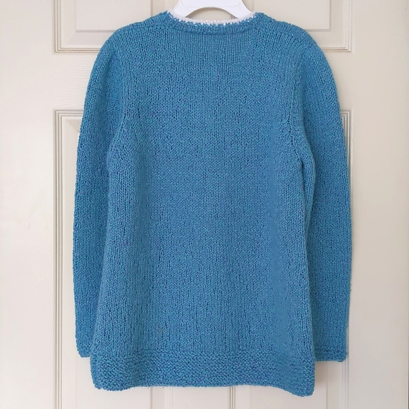 NWOT. Hand-knit by me. Girl's V-Neck sweater with diamond design. - Picture 2 of 4